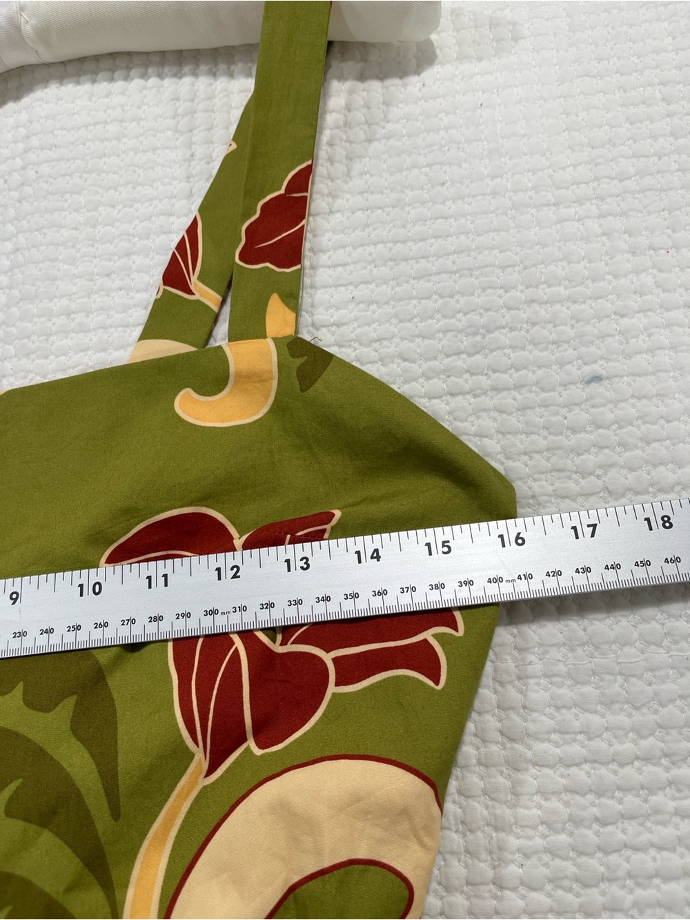 Zara Olive Green Floral Midi Dress with Red & Cream Accents - Picture 6 of 14